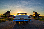 Ford Fairlane parked by canons of Castillo de Tres Reyes, Havana Cuba