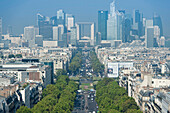 France. Paris 16th district. Area of Place de l'Etoile. Avenue de la Grande Armée. In the background: buildings of La Defense