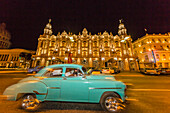 Classic American car being used as a taxi, locally known as almendrones, Havana, Cuba, West Indies, Central America