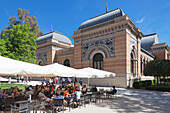 Cafe at Palacio de Velazques, exhibition venue for Reina Sofia Museum, Retiro Park, Parque del Buen Retiro, Madrid, Spain, Europe