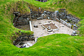 The stone built Neolithic settlement of Skara Brae, UNESCO World Heritage Site, Orkney Islands, Scotland, United Kingdom, Europe