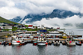 Boat harbour of Norddeble, Vidoy, Faroe Islands, Denmark, Europe