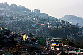 Gangtok city from Hotel Denzong Regency, Gangtok, Sikkim, India, Asia
