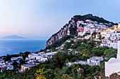 Sunset over the gulf of Naples and Capri, island of Capri, Gulf of Naples, Italy