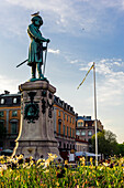 Market Square Stortorget with town founder Monument Karl 11, Karlskrona, Blekinge, Southern Sweden, Sweden