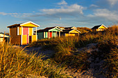 Colorful beach huts at Skanör med Falsterbo, Skane, Southern Sweden, Sweden