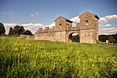 UNESCO World Heritage Limes roman border, fort entrance, eastern fort Welzheim, Baden-Wuerttemberg, Germany