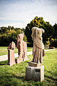 UNESCO World Heritage Limes roman border, statues at eastern fort Welzheim, Baden-Wuerttemberg, Germany