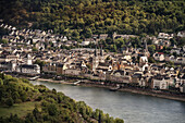 UNESCO World Heritage Upper Rhine Valley, view to Boppard from Rheinschleife, Rhineland-Palatinate, Germany