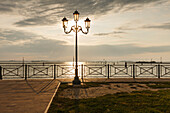 Lagoon of Venice at sunrise, seaside promenade, Fusina, Venezia, Venice, Veneto, Italy, Europe