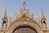 Markuslöwe, Basilica di San Marco, Markuskirche, Venedig, UNESCO Welterbe, Weltkulturerbe, Venetien, Veneto, Italien, Europa