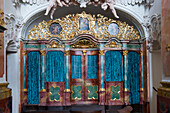 Confessional in the church of the Benedictine Abbey of Metten in Metten, Lower Bavaria
