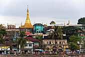 View to Buddhist temple Theindawgyi Paya in Myeik in Myanmar