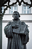 UNESCO Welterbe Lutherstädte, Luther Statue am Marktplatz Lutherstadt Wittenberg, Sachsen-Anhalt, Deutschland