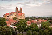 UNESCO World Heritage framework town Quedlinburg, castle and collegiate church at castle hill, historic town center, Saxony-Anhalt, Germany