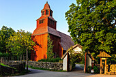 Wooden church Seglora Kyrkan in the open-air museum Skansen, Stockholm, Sweden