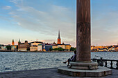 In the garden of Stadshuset Town Hall. Old town in the background., Stockholm, Sweden