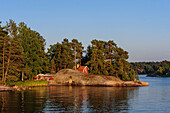 Schwedenhäuser auf einer Insel  im Stockholmer Schaerengarten , Stockholm, Schweden
