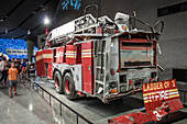 ruins of a new york fire engine exhibited in the national september 11, 2001 museum, ground zero, downtown manhattan, new york city, state of new york, united states, usa