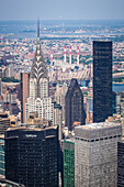 view of the chrysler building and the queensboro bridge from the observatory of the empire state building, midtown, manhattan, new york city, state of new york, united states, usa