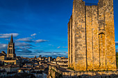 the tour du roy king's tower, the monolith church and village of saint-emilion, (33) gironde, nouvelle aquitaine, france