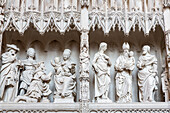 adoration of the magi, the renovated choir tower seen from the south ambulatory, notre-dame cathedral, chartres (28), france