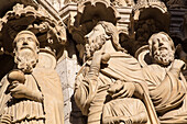 detail des statues on the north door, notre-dame cathedral, chartres (28), france