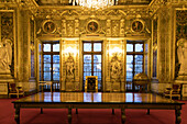 conference room in gilded wood inside the senate, luxembourg palace, upper chamber of the french parliament, paris (75), france