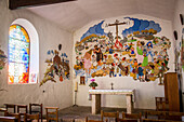 fresco in the chapel, tourrettes sur loup, alpes-maritimes, provence-alpes-cote d'azur (06), france