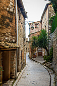small street in the village of tourrettes sur loup, alpes-maritimes, provence-alpes-cote d'azur (06), france