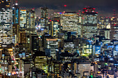 Downtown city buildings at night, Tokyo, Japan, Asia