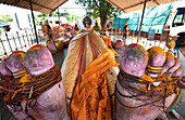 Ardhanarishvara, androgynous form of Lord Shiva, prostrate statue in temple, Auroville, Pondicherry, Tamil Nadu, India, Asia