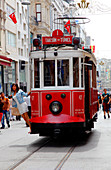 Turkey, Istanbul, Beyoglu district, Istiklal street, old tram