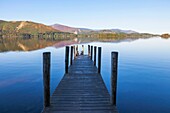 England, Cumbria, Lake District, Derwentwater, Wooden Jetty