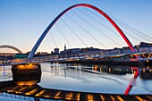 England, Tyne and Wear, Gateshead, Newcastle, Gateshead Millenium Bridge and Newcastle Skyline
