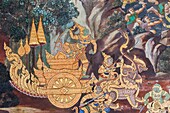 Thailand, Bangkok, Grand Palace, Wat Phra Kaeo, The Galleries, Wall Paintings Depicting Scenes from the Ramakien