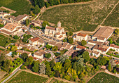 France, Gironde, village of St Etienne-de Lisse and its church in the AOC Saint-Emilion vineyard (UNESCO World Heritage)