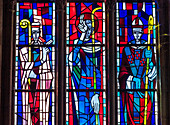 Normandy, Manche, the Notre Dame des Coutances Cathedral, stained glass windows of the founders, representing Gde de Montbran, Salt Ereptique and H. de Morville (Historical Monument)