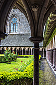 Normandy, the Mont Saint Michel Abbey, cloister (UNESCO World Heritage) (on the way to Santiago de Compostela)