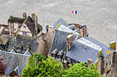 Normandy, Mont Saint Michel village and bay, view from the Abbey (UNESCO World Heritage) (on the way to Santiago de Compostela)