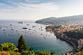 Aerial view of Villefranche, Alpes Maritimes, Cote d'Azur, French Riviera, Provence, France, Europe