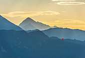 Balloon at sunrise, Bled, Slovenia, Europe