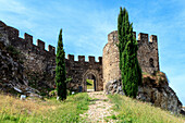 Castle of Alegrete, a dramatic Portuguese medieval hill-top village near Portalegre in the Alentejo region bordering Spain, Portugal, Europe