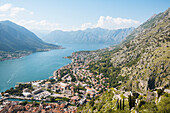 View from the Town Walls, Kotor, Bay of Kotor, UNESCO World Heritage Site, Montenegro, Europe