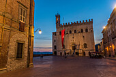 Consoli's Palace after sunset, Gubbio, Umbria, Italy, Europe