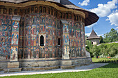 Saxon painted Church, Moldovitsa Monastery, founded 1532, Christian Orthodox, UNESCO World Heritage Site, Moldovitsa, Bukovina, Romania, Europe