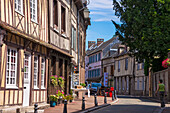 Typical half timbered houses in old town, Lyons la Foret, Eure, Normandy, France, Europe