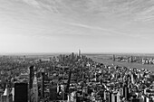 Manhattan by river against sky seen from Empire State Building, New York City, New York, USA