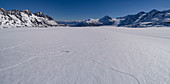 Idyllic shot of snow landscape against blue sky, Colony Glacier, Palmer, Alaska, USA