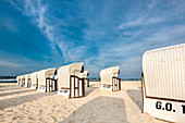 Sellin Pier and beach chairs, Sellin, Ruegen Island, Mecklenburg-Western Pomerania, Germany